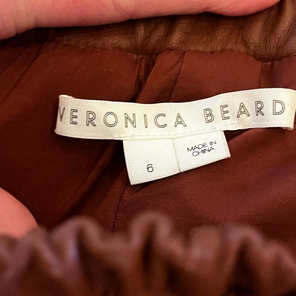 Like new VERONICA BEARD Wasia Brown Lamb Leather Cropped Joggers Size 6 - Picture 6 of 14